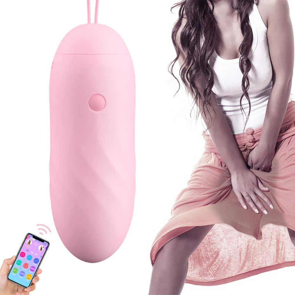 Mobiltelefon App Control Vibrerande Egg Rechargable Dildo Vibrator Clitoral Vagina Stimulator Vuxen Sexleksaker för Kvinna Par P0818
