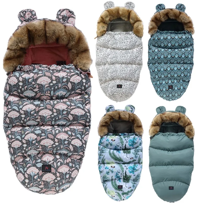 -30Degree Baby Slaapzak Winter Out Winddichte Envelop Dikke Babywandelwagen FootMuff Fleece Warm SleepSack voor baby's 0-24M 220225