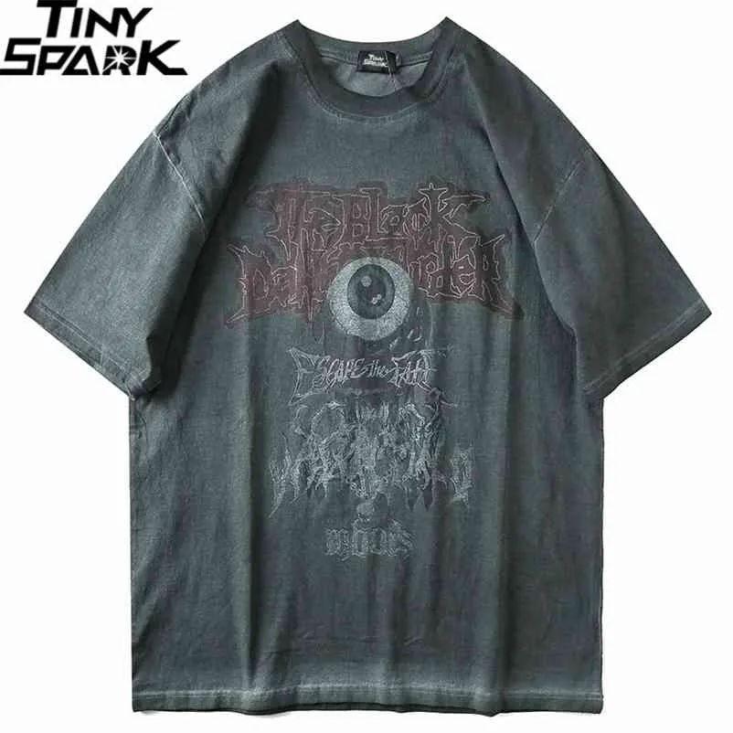Män T Shirt Hip Hop Dark Streetwear Tshirt Skriv ut Harajuku Sommar Kortärmad T-shirt Bomull Toppar Oversize 210726
