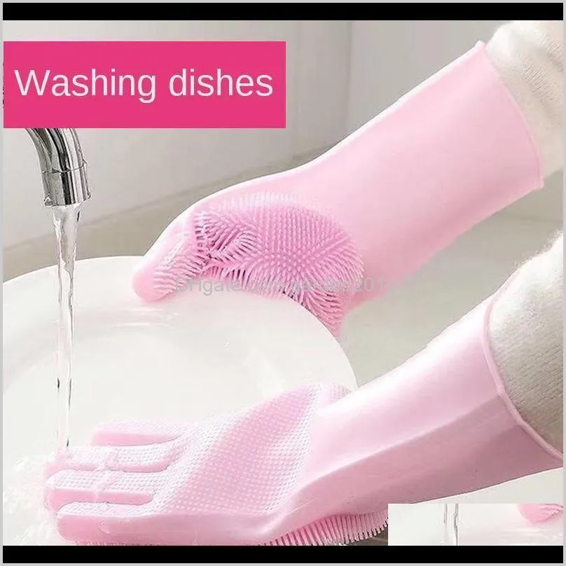 silicone mágico dishwashing purificador prato lavagem esponja borracha esfrega luvas de limpeza da cozinha 1 par1