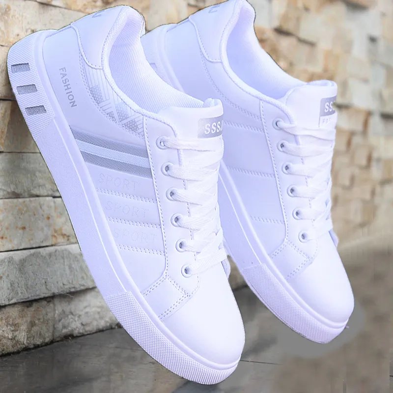 2021 Spring New Casual Shoes Mens Sneakers Trendy Breathable White Shoes Mens Sports Shoes Low Top Leather Sneaker