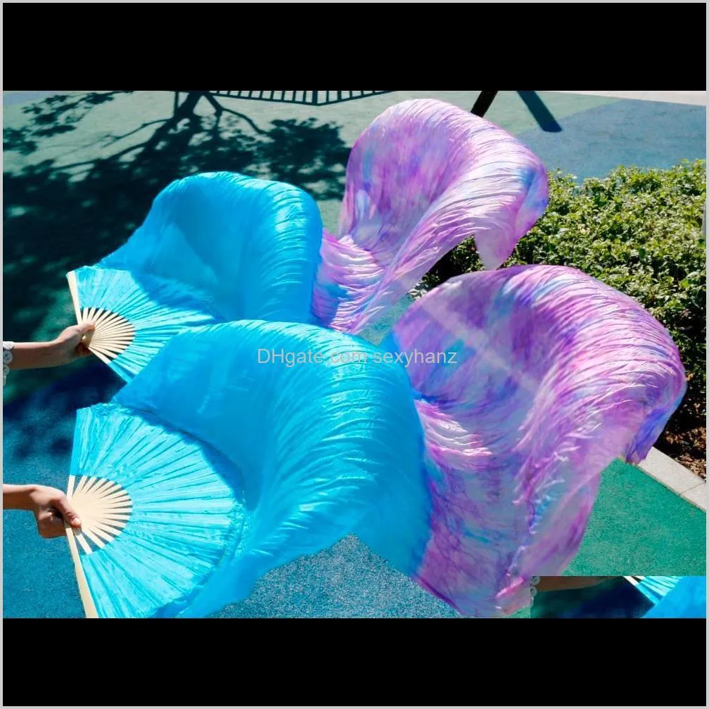 2018 female high quality chinese silk veils dance fans pair of belly dancing fans cheap hot sale mix color as picture mnpo#