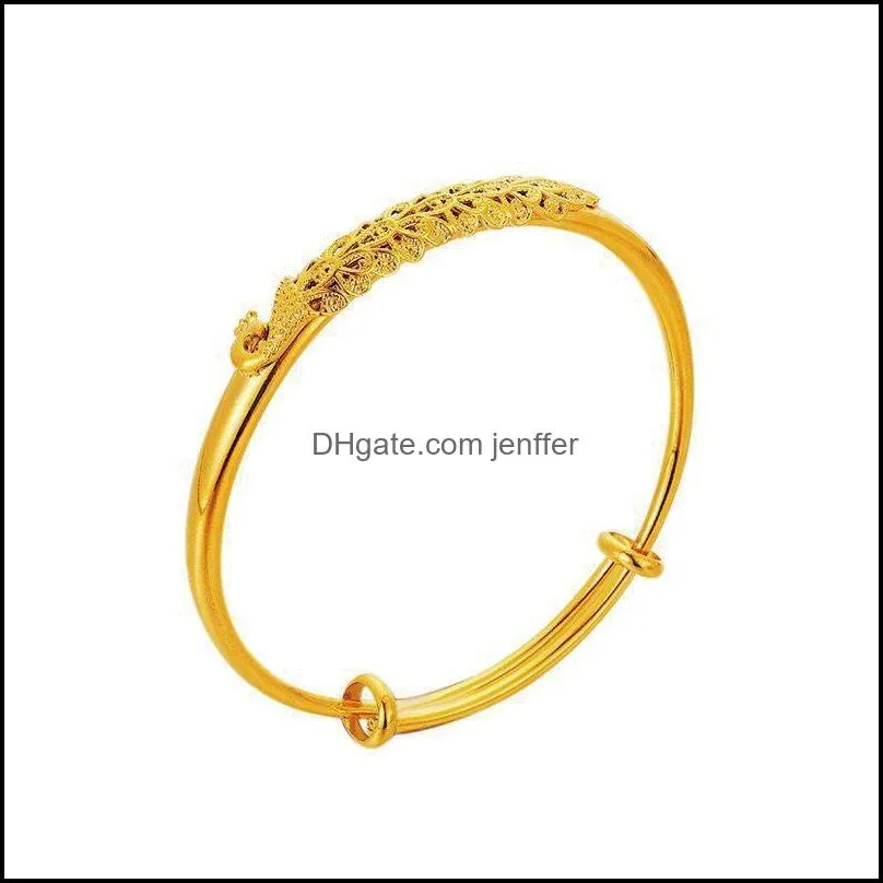 MxGxFam Wedding Jewelry Phoenix Bangles and Bracelets for Bridal Women Pure Gold Color1