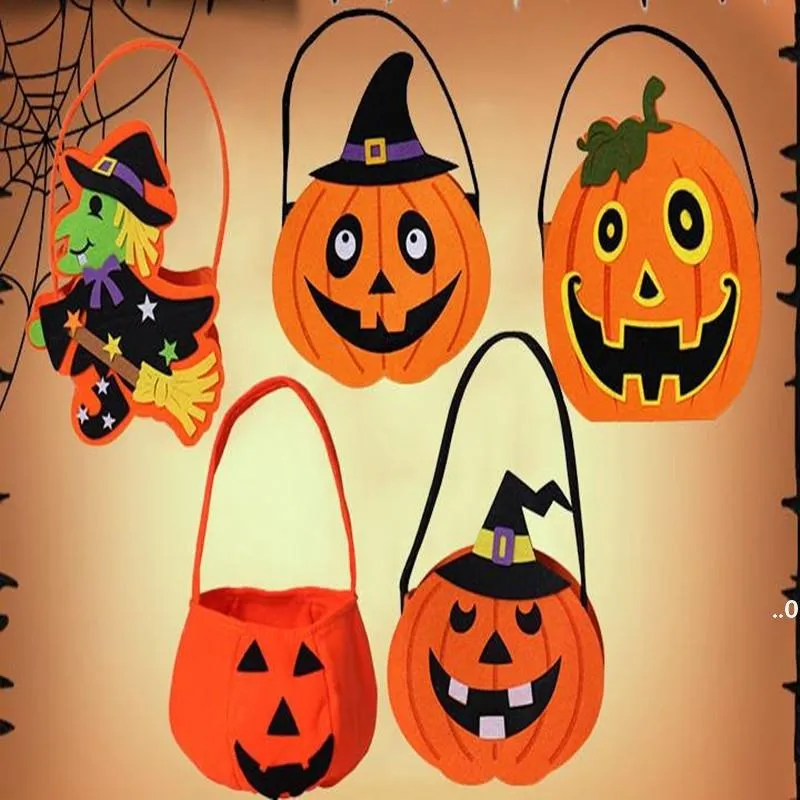 Halloween Geschenkboxen Süßigkeiten Taschen Lächeln Halloween Kürbis Tasche Kind Süßigkeiten Kinder Handgriff Party Versorgung Trick Geschenkboxen Taschen FWB8858