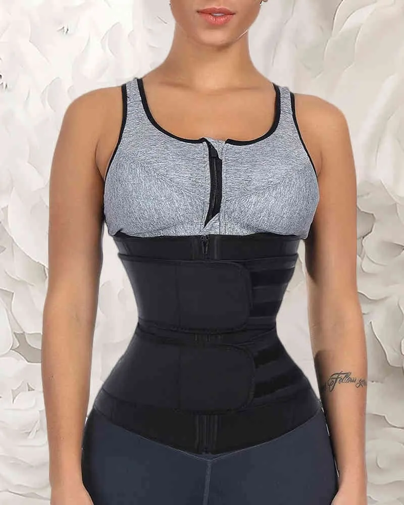 New Plus Size Waist Trainer Slimming Belt Body Shaper For Women Tummy Modeling Strap Corset Waist Cincher Sport Trimmer Girdle 210415