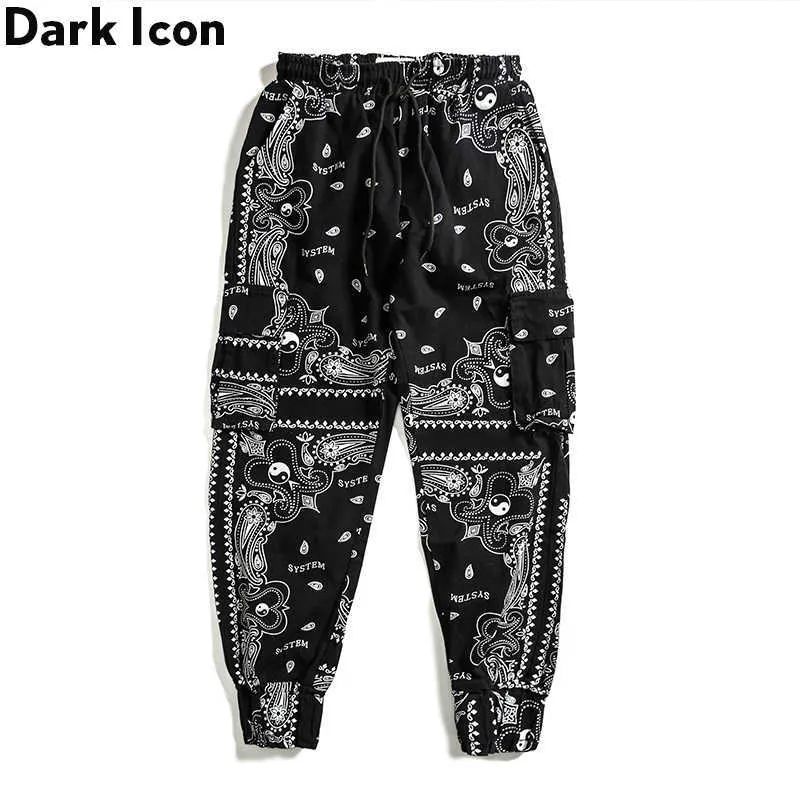 Bandana jogging pantalon mascules femmes élastiques de taille élastique pochets de pantalon masculin pantalon 210603