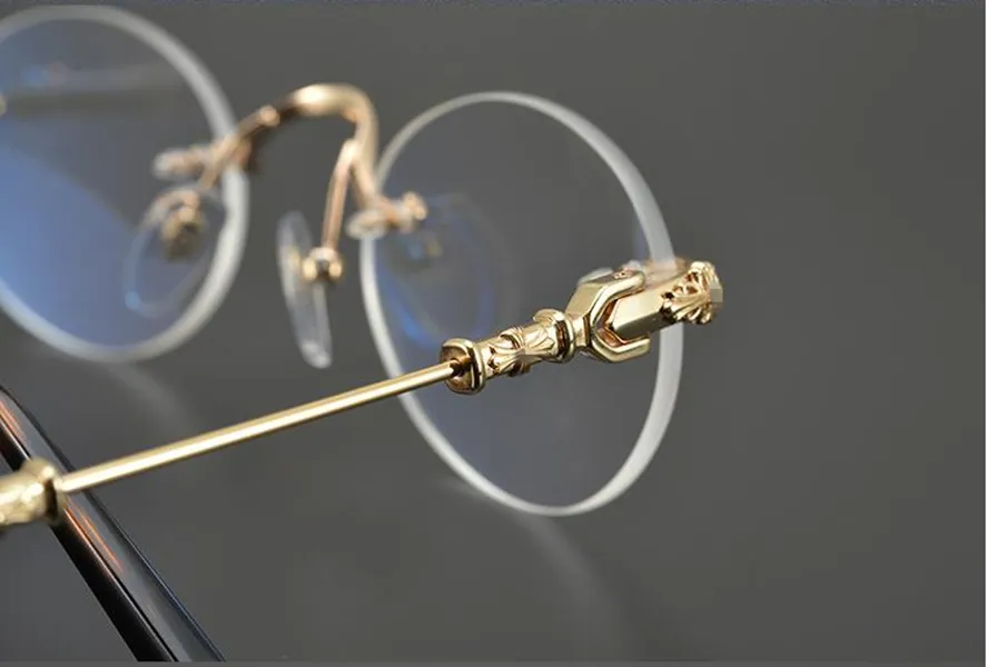 Luxury RetroVintage Round Rimless Silver Frames Ultralight Luxury RetroVintage Round Rimless Silver Frames Ultralight