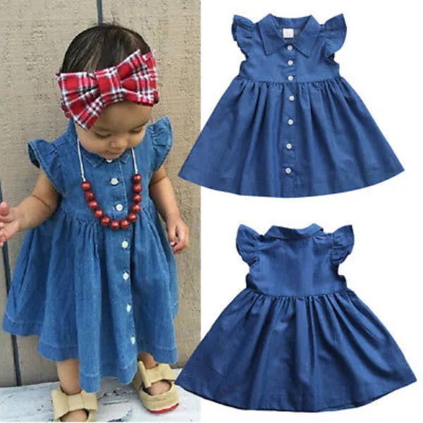 Toddler Baby Kids Girl Princess Estate Sundress Party Ruffles Manicotto Mini Dress Vestiti Dimensione 2-6T Q0716