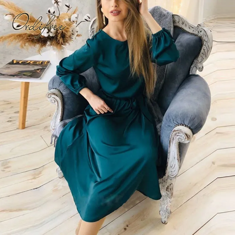 satin midi dress long sleeve Burgundy Satin Allura Midi Dress
