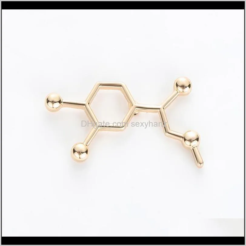 Adrenaline Molecule Pin Scinece Biology Teacher Gold Color Pins Metal Fashion Jewelry Beautiful Brooches Women Gift