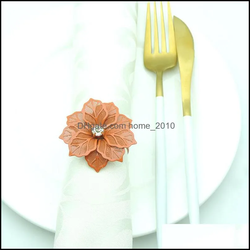 Hotel Restaurant Dedicated Napkin Ring Solid Color Exquisite Metal Napkins Buckle Table Decoratio Flowers Wedding Party BH4884 WLY