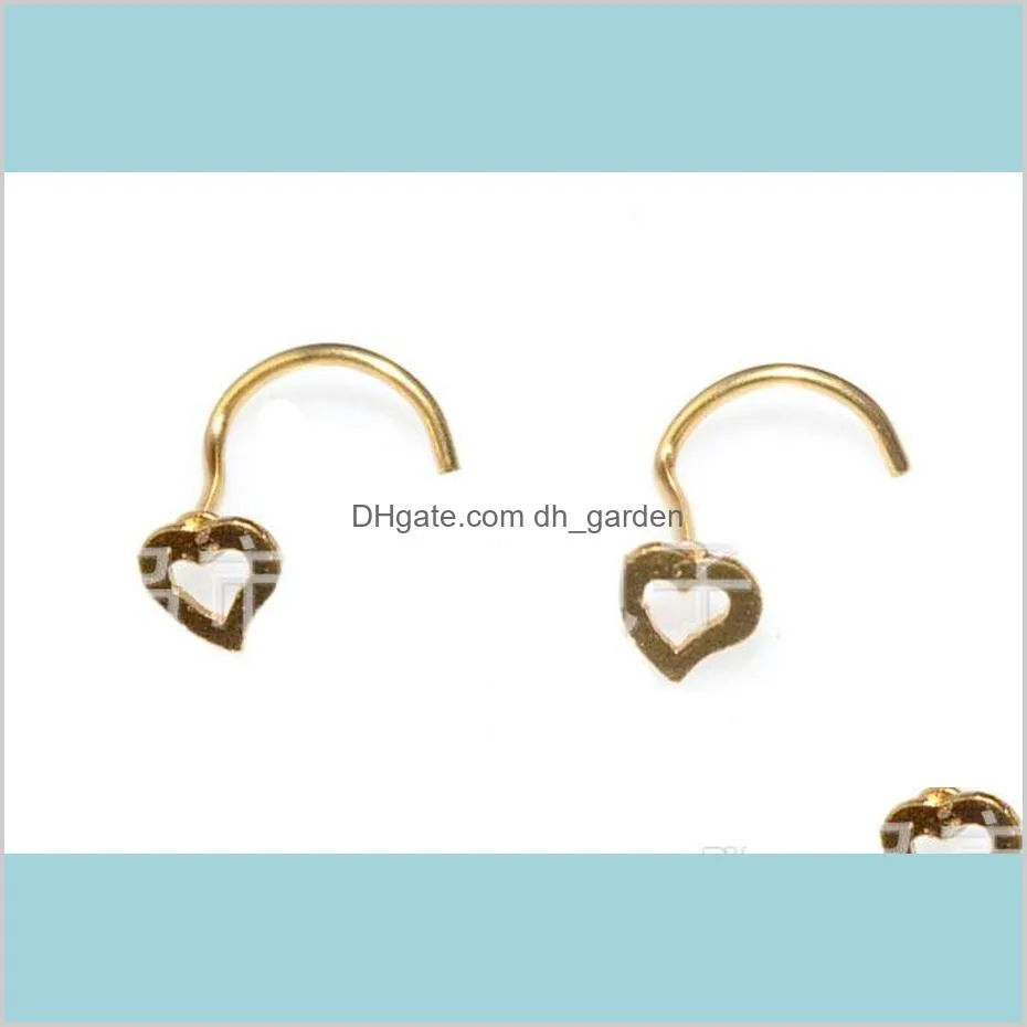 Rose Gold Silver Heart Nose Studs