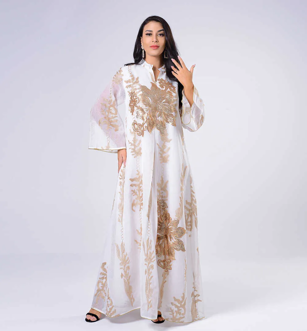 Siskakia White Sequined Embroidered Abaya Dress for Women Ankle-Length Moroccan Kaftan from Dhgate Basic & Casual Dresses - price 95.16 Siskakia White Sequined Embroidered Abaya Dress for Women Ankle-Length Moroccan Kaftan from Dhgate Basic & Casual Dresses - price 95.16