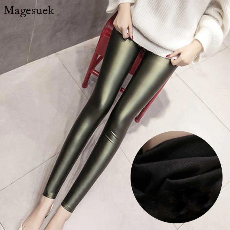 Winter Velvet High Waist Thermal Leggings For Women Windproof And Skinny  Faux Leather Ladies 3 4 Trousers 2102 Q0801 From Yanqin03, $8.31