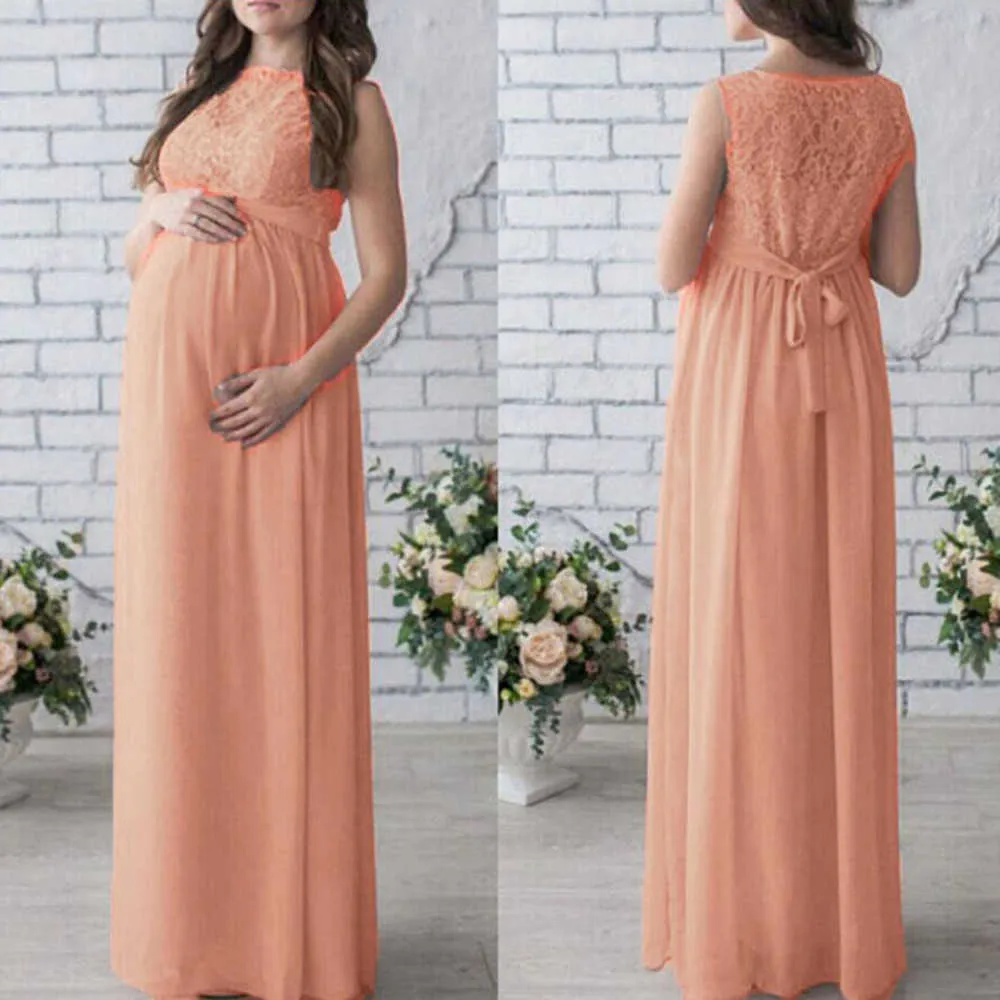 2021 New Pregnant Casual Dress Maternity Photography Props Women Pregnancy Clothes Lace Dress For Pregnant Photo Shoot Clothing Q0713