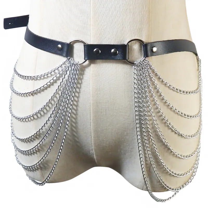 Gothic Belts, Punk Belts: Womens Faux Leather Body Chain  display picture 1