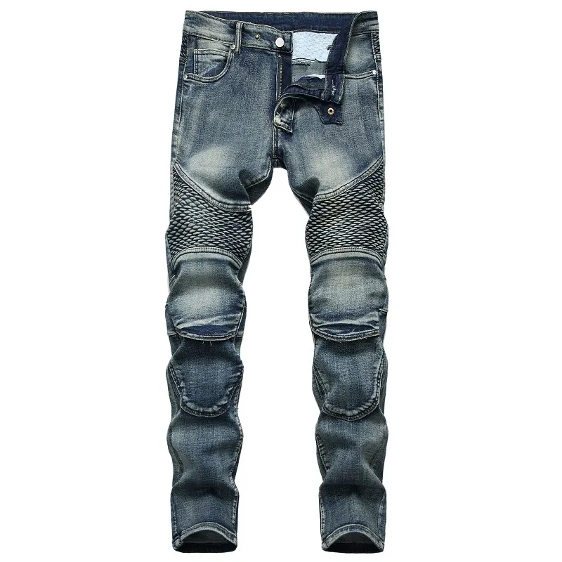 Herbst Skateboard Frühling Herren Ripped Street HIP HOP Punk Stretch Bike Jeans Trendy Holes Straight Denim Trouers 210622