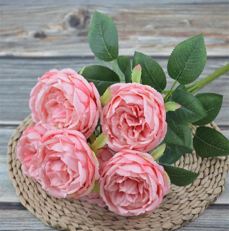 Artificial Silk Peony Flowers Bouquets 7 Heads Core Spun Peonys Wedding Home Decoration Flower DB703