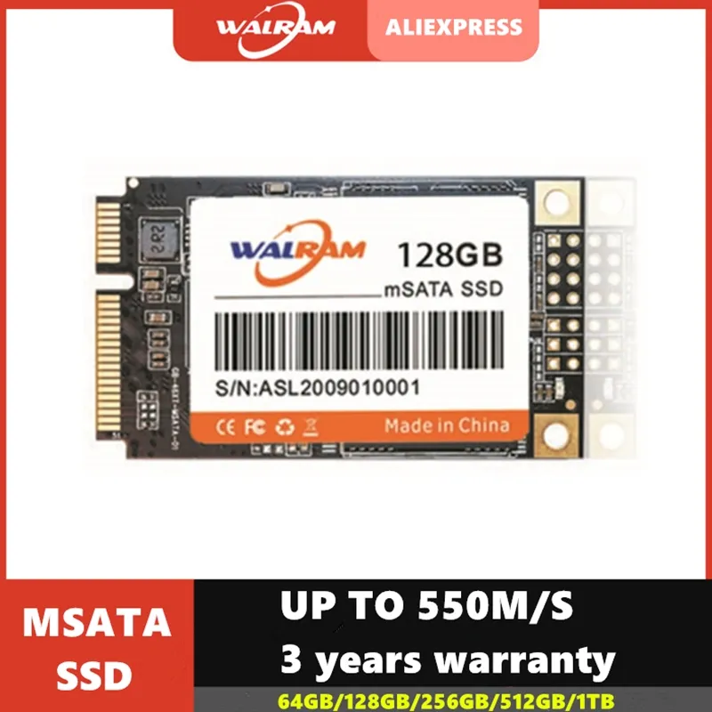 SSD Interne MSATA 128 Go - SATA III 6Gb/s, 3D TLC NAND, Pour Ultrabook, PC Portable Mini