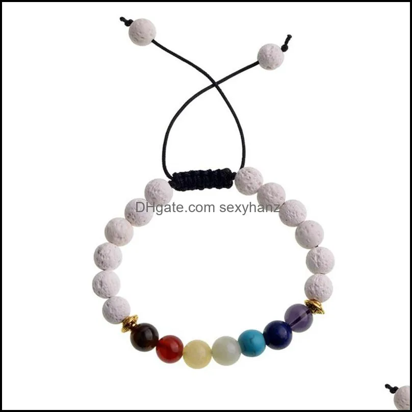 12-Pack 7Chakra Bracelet Lava Rock Diffuser Bracelet Elastic Adjustable  Oil 7 Chakra Beads Energy Bracelet Men`s / Women`s