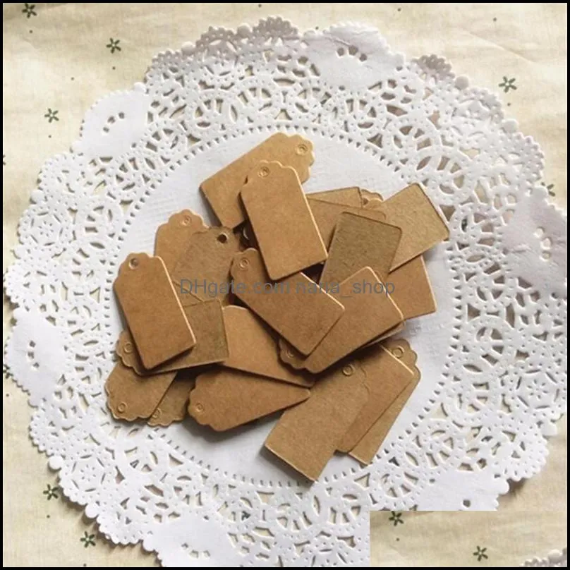 500Pcs DIY Lace Scallop Head Label Luggage Kraft Paper Tags Brown Wedding Note Blank price Hang tag Kraft Christmas Gift 5x3cm