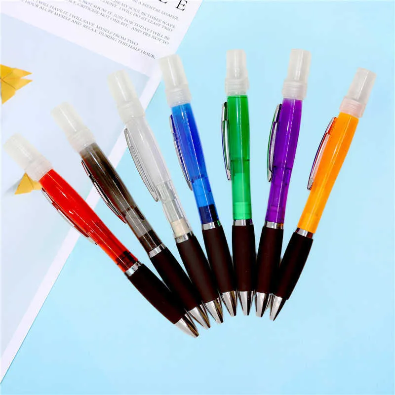 Spray Pen Ballpoint Pen Plast Spray Perfume Ballpoint Alkohol Spray Pen 7 Färger Kontorsmaterial 100pcs