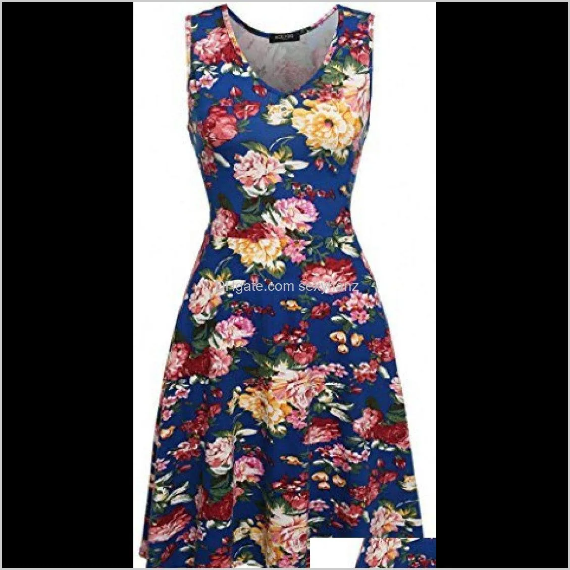 simplefun women casual fit v neck and floral sleeveless dresses dress online shirt dresses nau7#