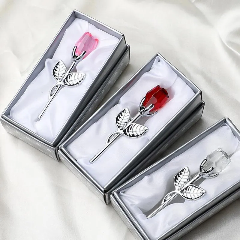 Romantic Wedding Valentines Day Gifts Multicolor Crystal Rose Favors Colorful Box Party Favors Creative Souvenir Ornaments VTKY2188