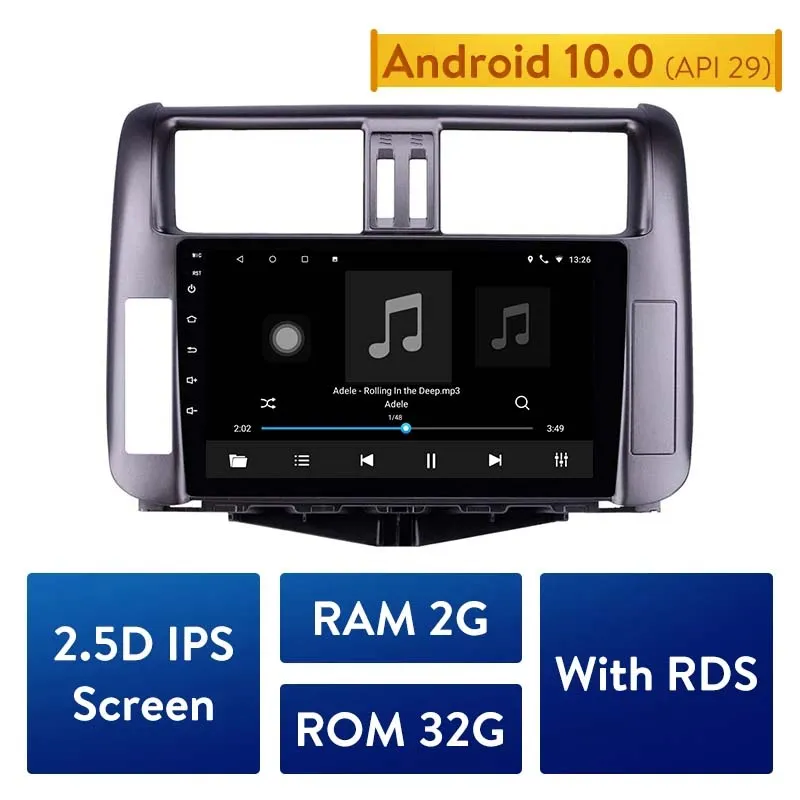 Автомобиль DVD GPS HD Android 10.0 Игрок IPS Navi Auto Radio для Toyota Prado 150 2010-2013 Поддержка Carplay TPMS Мультимедиа