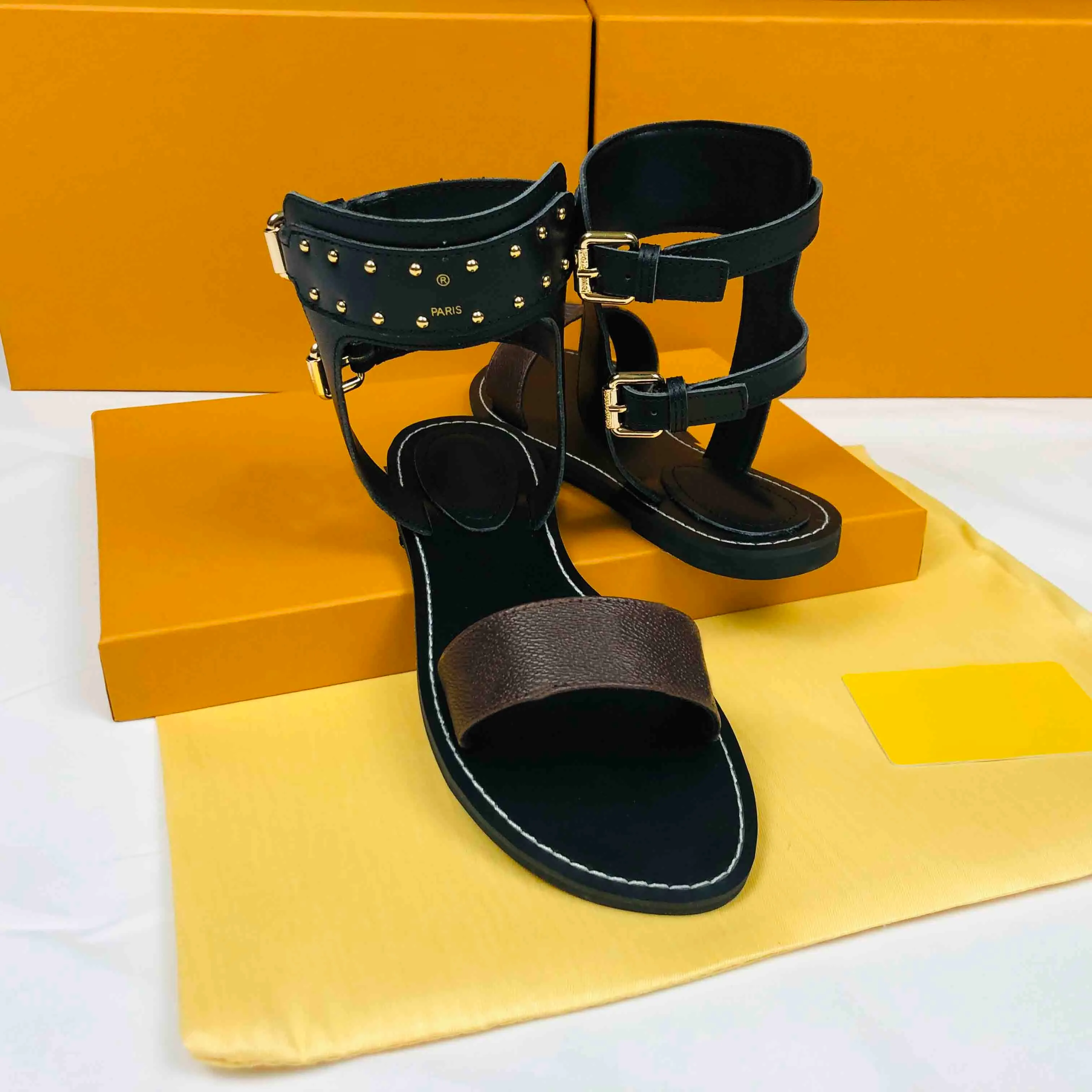 Fashion-Fashion Women Sandals Letnie Mieszkania Sexy Kostki Wysokiej Botki Mężczyźni Gladiator Sandały Kobiety Casual Mieszkania Obuwie Damskie Plaża Roman Sandały 35-42-45