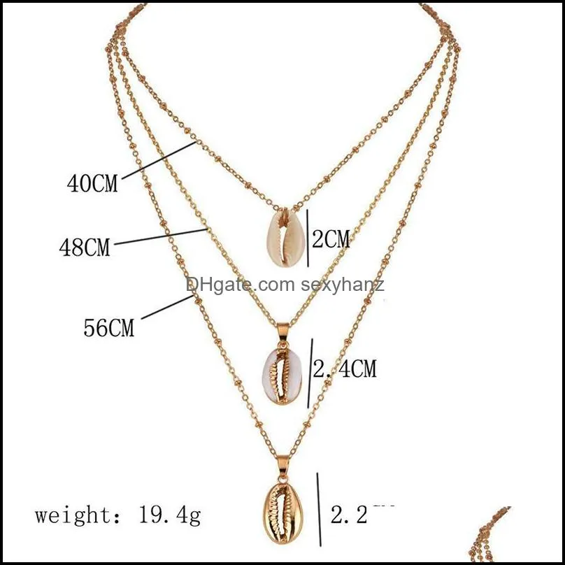Personality Alloy Shell Multi-layer Pendant Necklace for Women Christmas Gift Clothes Jewelry Accessories Link Chain Metal HJUEY1