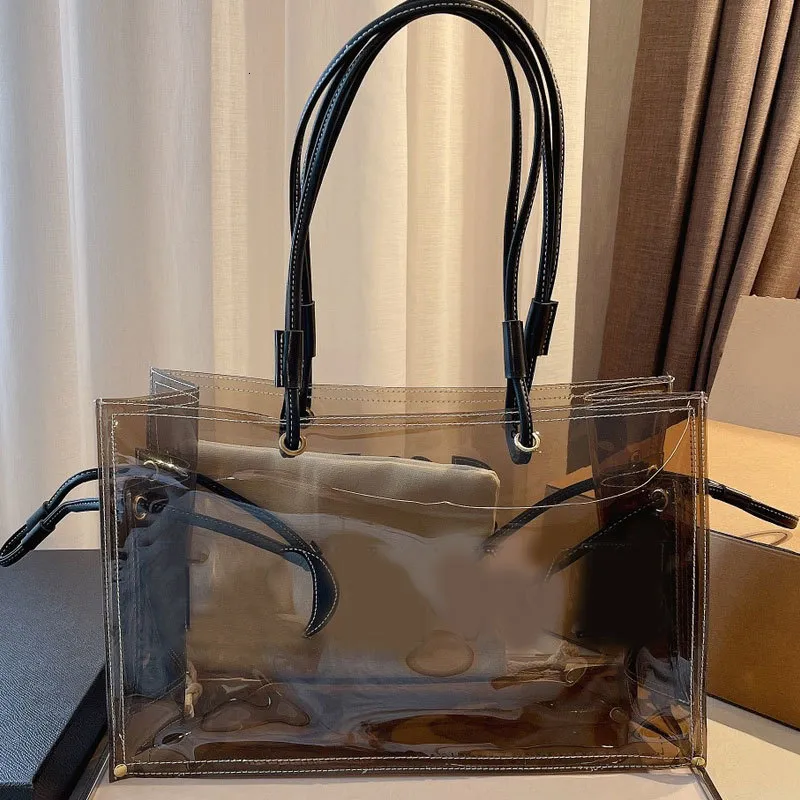 Transparent Shopping Bag Tote Clear Handbag PVC Jelly Shoulder Bags Fashion Letter Interior Pocket Wallets Lady Handbags