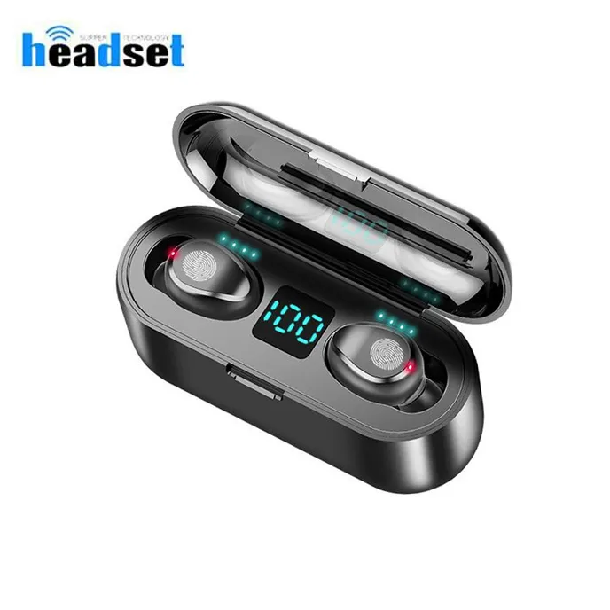 F9 Bluetooth V5.0 Earphone F9-5C Wireless Earphones Stereo Sport mini Headphones Earbuds gaming headset 2000 mAh LED Power display