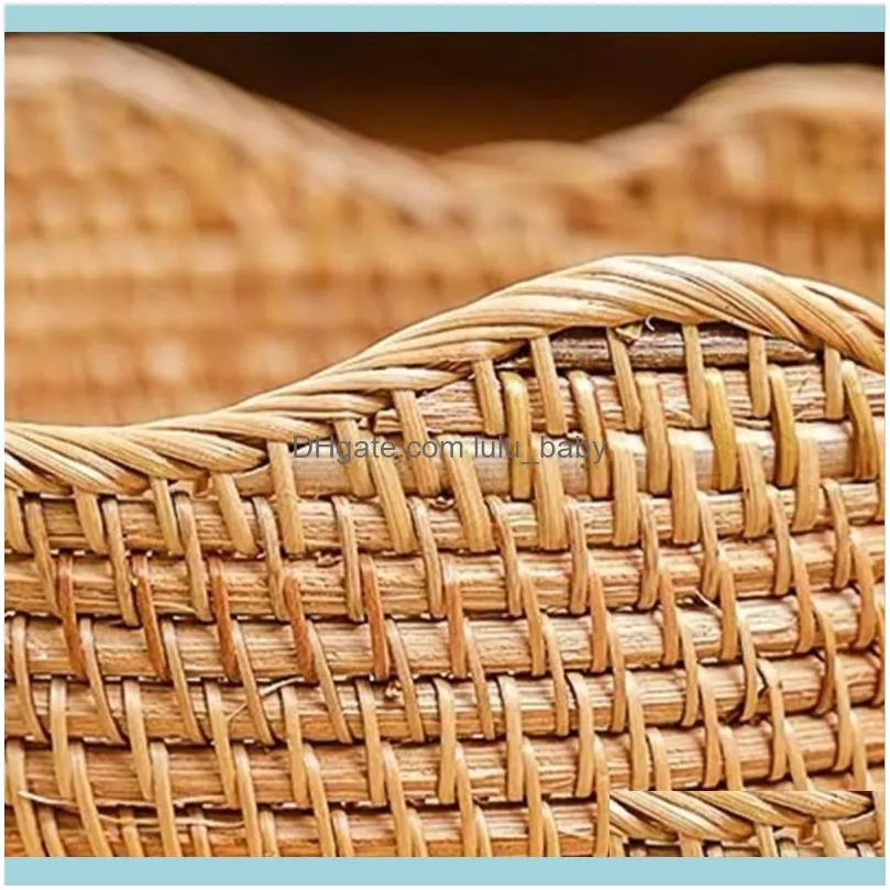 SALES!!! Round Rattan Woven Storage Basket Fruit Bread Kitchen Home Decor Organizer Jewelry Pouches, Bags