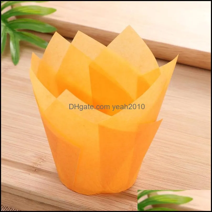 Pcs Cupcake Wrappers Liners Tulip Shape Muffin Cases Cake Cup Party Favors (Yellow) Other Festive & Supplies