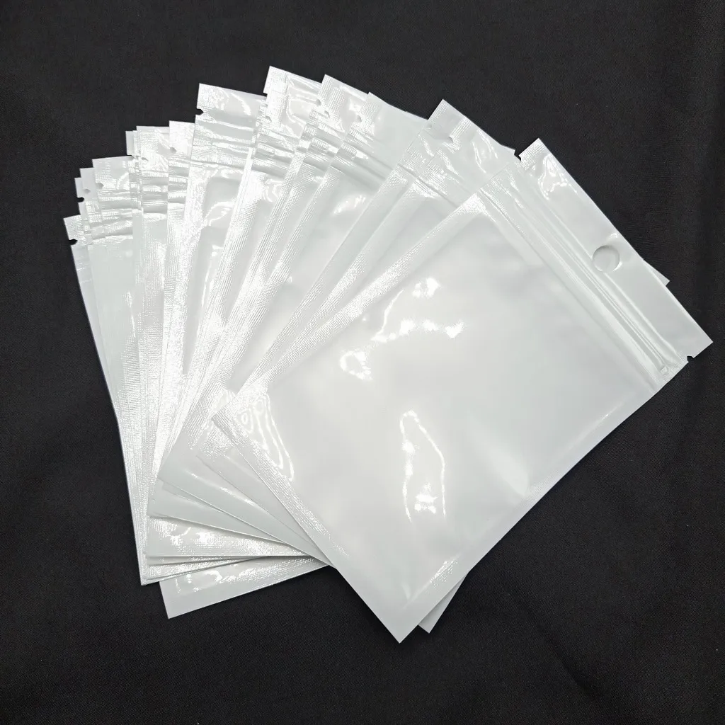 100 Pack Clear/White Heat Sealing Zipper Bags – Plastic Reclosable Pouch With Seal