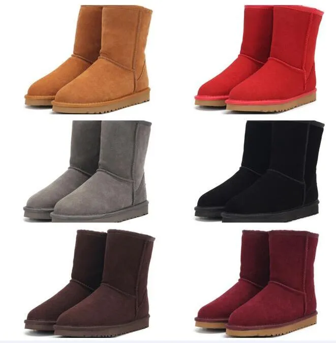 Top qualité Aus 5825 femmes bottes de neige courtes Doux confortable garder au chaud botte en cuir véritable en peau de mouton bottes en peluche carte sac à poussière fille amoureux cadeau U5825