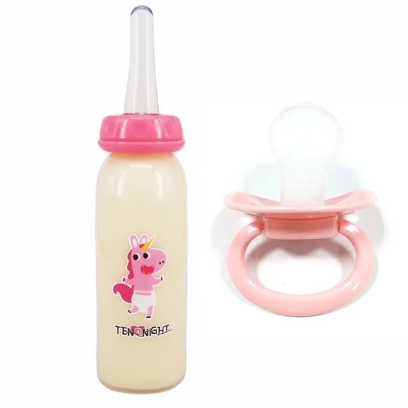 2P DDLG взрослый ребенок Pacifier с бутылкой для взрослых фиктивных пустышек и аксессуаров ABDL Unicorn Print Baby Bottle Bottle соска маленькое пространство 211023