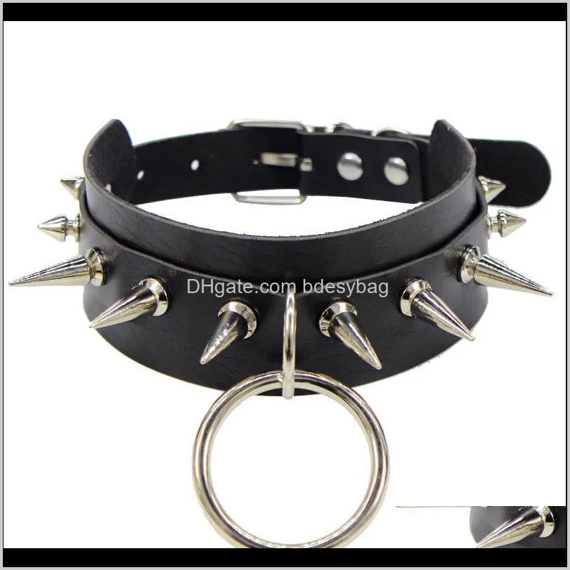 leather choker collar for women goth punk necklace black spiked harajuku chokers necklaces belt sexy chocker party club jewelry