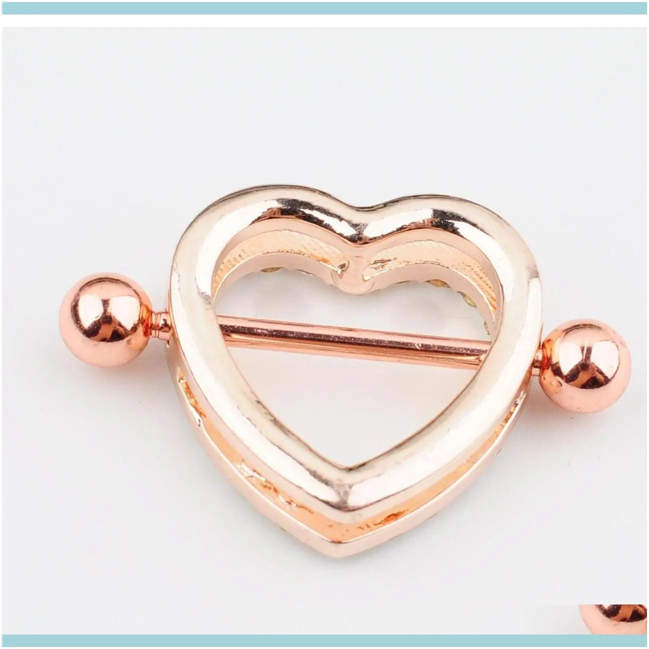 D0985 (5 Colors ) Nice Stone Heart Style Nipple Ring Piercing Jewelry 20 Pcs Pink Color Stone Drop Piercing Body Jewelry Shipping