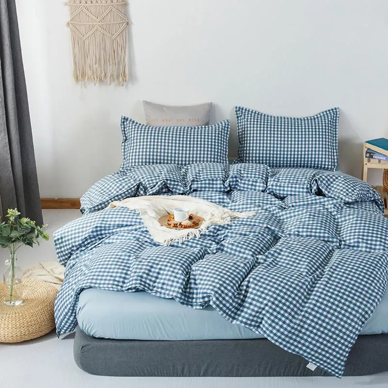 Bedding Sets KOTUDENAVY Brown Plaid Duvet Cover 220x240 Pillowcase  3Pcs,Bedding Set,150x200 Quilt Cover,Blanket Cover, Bed Sheet, Double