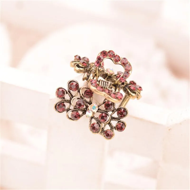 Hair Clips & Barrettes High Quality Alloy Rhinestone Fashion Women Ornaments Flower Girls Crab Clip Vintage Jewelry