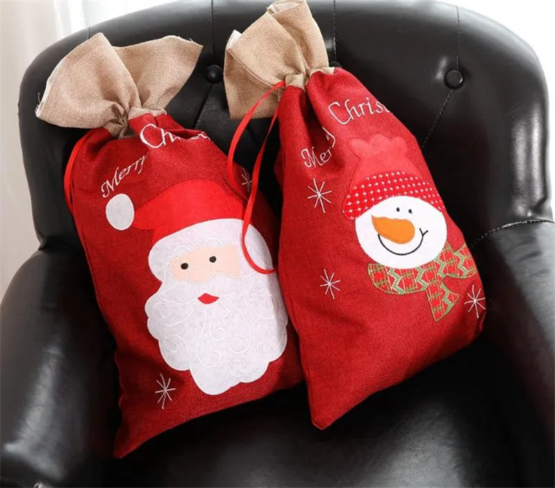 Christmas Drawstring Candy Gift Bags Snowman Santa Sack Backpack Xmas New Year Party Supplies Favors 55*32cm dd636