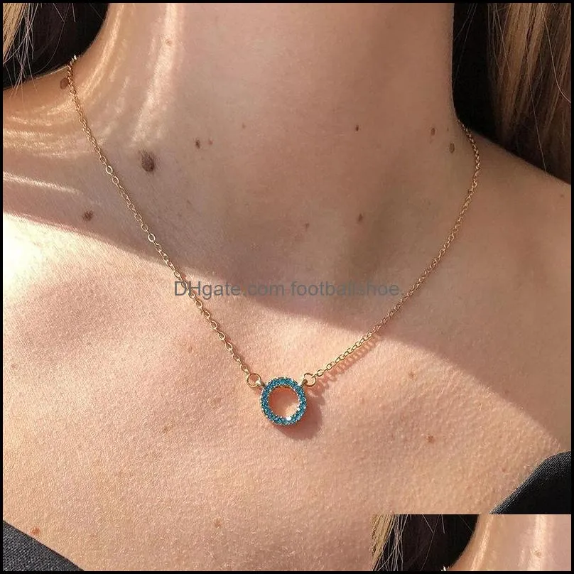Geometric Round Zircon Choker Necklaces For Women Girls Bijoux Vintage Gold Color Rhinestone Necklace Fashion Jewelry Christmas Gift