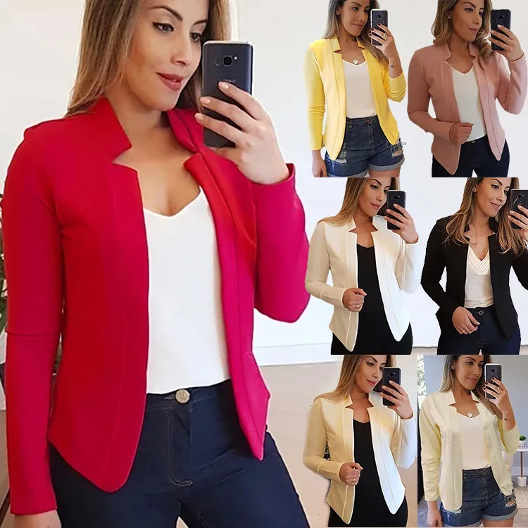 Cappotto da abito blazer da donna Giacca cardigan tinta unita maniche lunghe 2022 Autunno e inverno