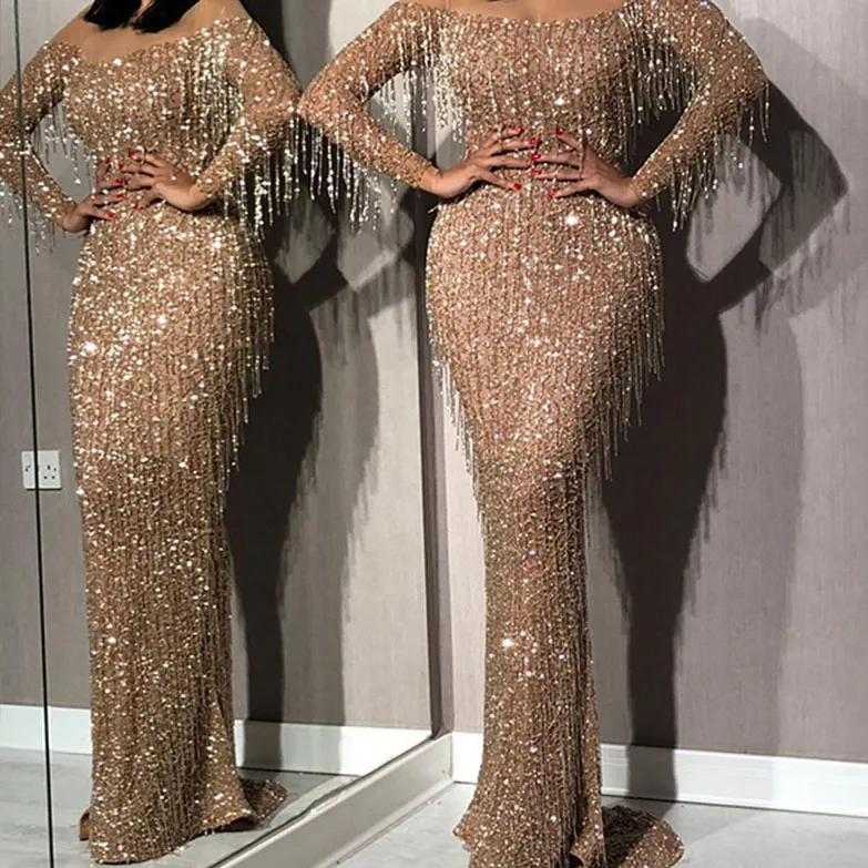 prom dress glitter top Crystals V-neck Sparkly Glitter Strapless Slit Long Prom Dress main image 0