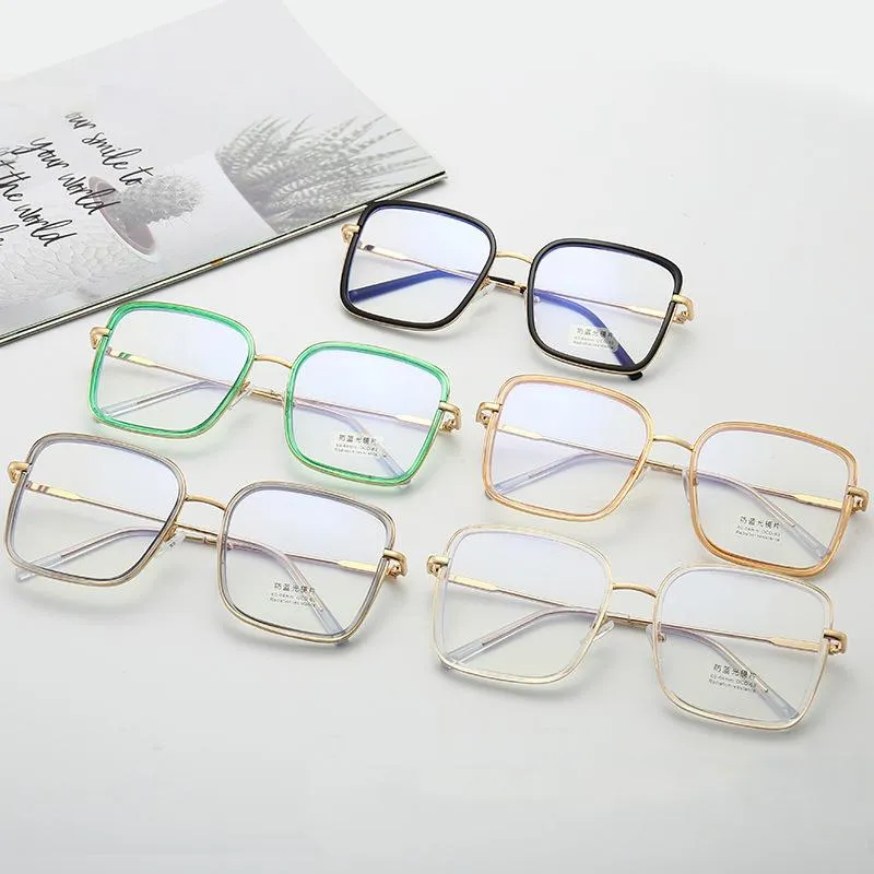 Moda óculos de sol quadros vintage quadrado óculos moldura marca claro Óculos ópticos retro lente transparente óculos anti-azul luz oculos