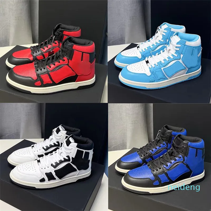 2022 Hi Scarpe da pallacanestro Scarpe basse alte Scarpe da ginnastica in pelle Ossa Scarpe da ginnastica superiori con applique Sneakers con plantare in EVA q554