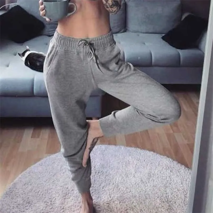 Damskie Spodnie Pot Kobiety Bawełniane Luźne Spodnie Mężczyźni Plus Size Wysoka Talia Joggers Hip Hop Bottoms Casual Spodnie dresowe FEMME 211115