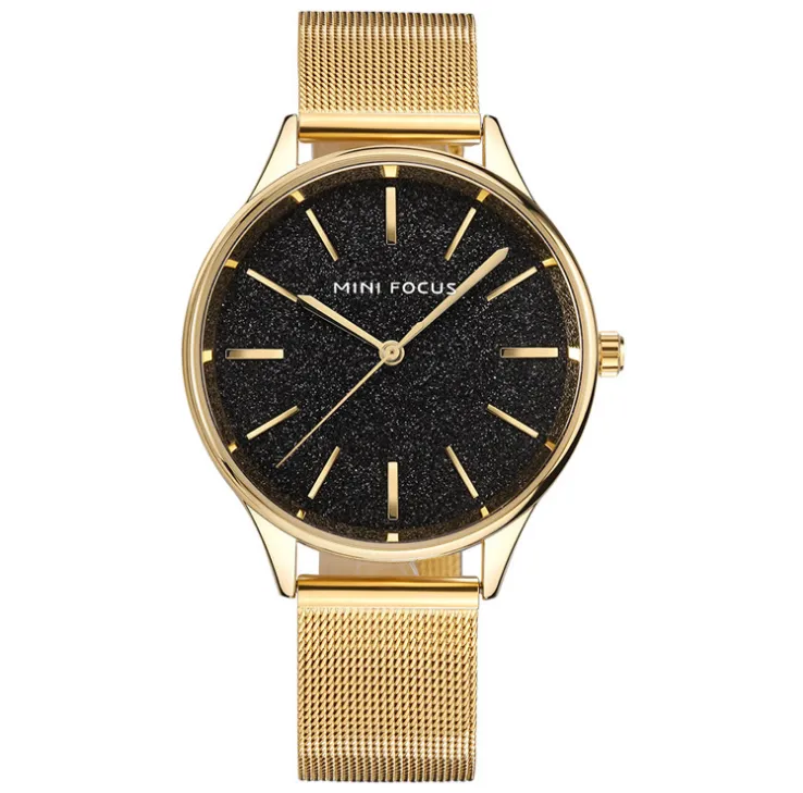 Reloj de lujo brillante MINI FOCUS para mujer Movimiento de cuarzo japonés Banda de malla de acero inoxidable 0044L Relojes para mujer Resistente al desgaste Crystal2570